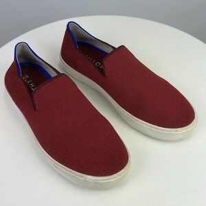 Rothy's The Slip On Garnet Red Knit Fabric Low Top Sneakers Women's US
